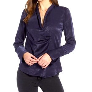Something Navy Blue Wrap Blouse